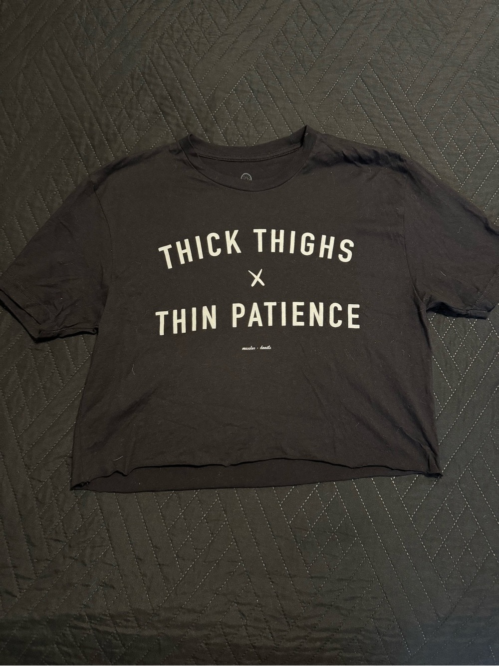 Black Graphic Crop Top - 'Thick Thighs x Thin Patience'